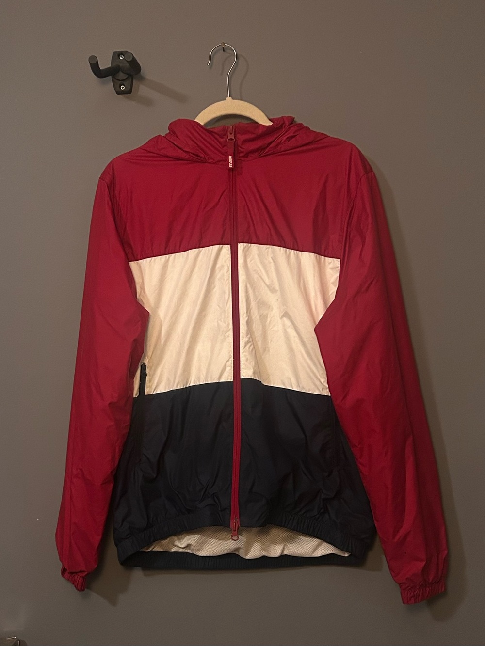 Nike Red White Navy Colorblock Hooded Windbreaker
